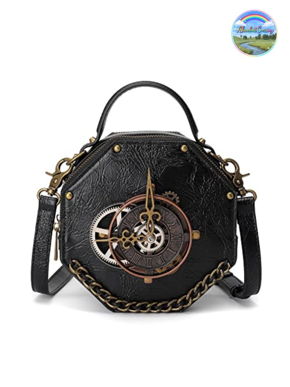 Steampunk Messenger Bag PU Leather Crossbody Shoulder Purse Satchel Gothic